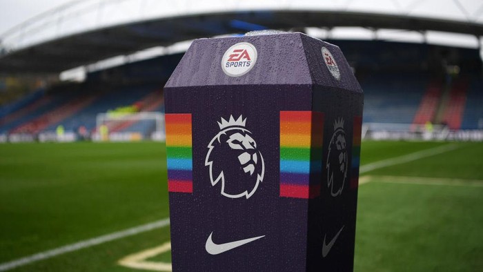 HUDDERSFIELD, ENGLAND - DECEMBER 01:  The Premier League logo is seen along side the This is Everyones Game campaign branding prior to the Premier League match between Huddersfield Town and Brighton & Hove Albion at John Smiths Stadium on December 1, 2018 in Huddersfield, United Kingdom.  (Photo by Gareth Copley/Getty Images)