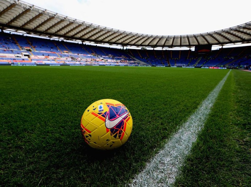 ROME, ITALY - NOVEMBER 02:  A detail of the new Serie A ball HI- VIS before the Serie A match between AS Roma and SSC Napoli at Stadio Olimpico on November 2, 2019 in Rome, Italy.  (Photo by Paolo Bruno/Getty Images)