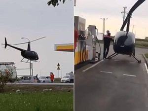 Duh, Helikopter Ini Isi Bahan Bakar di SPBU