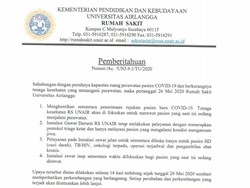Beredar Surat Edaran RS Unair Tak Terima Rujukan Pasien Corona Karena Penuh