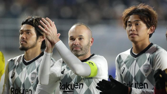 Vissel Kobe SUWON, SOUTH KOREA - FEBRUARY 19: Andres Iniesta of Vissel Kobe celebrates the AFC Champions League Group G match between Suwon Samsung Bluewings and Vissel Kobe at the Suwon World Cup Stadium on February 19, 2020 in Suwon, South Korea. (Photo by Han Myung-Gu/Getty Images)