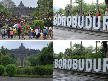 Potret Borobudur Sebelum dan Sesudah Terdampak Pandemi Corona Potret Borobudur Sebelum dan Sesudah Terdampak Pandemi Corona