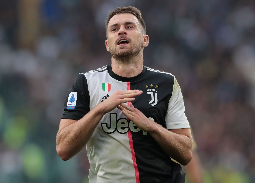 TURIN, ITALY - SEPTEMBER 21:  Aaron Ramsey of Juventus celebrates after scoring the equalizing goal during the Serie A match between Juventus and Hellas Verona at Allianz Stadium on September 21, 2019 in Turin, Italy.  (Photo by Emilio Andreoli/Getty Images)