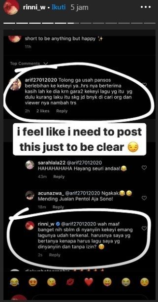 Unggahan Rinni Wulandari soal lagu baru Kekeyi
