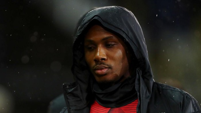 BRUGGE, BELGIUM - FEBRUARY 20:  Odion Ighalo of Manchester United looks on from the bench prior to the UEFA Europa League round of 16 first leg match between Club Brugge and Manchester United at Jan Breydel Stadium on February 20, 2020 in Brugge, Belgium. (Photo by Dean Mouhtaropoulos/Getty Images)