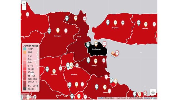 PETA SEBARAN COVID-19 JATIM