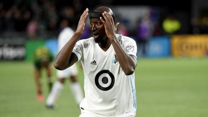 PORTLAND, OREGON - MARCH 01: Ike Opara #3 of Minnesota United reacts to a call during the second half against the Portland Timbers at Providence Park on March 01, 2020 in Portland, Oregon. Minnesota won 3-1.   Steve Dykes/Getty Images/AFP