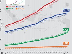 Grafik Corona di RI 3 Juni: Kasus Baru, Sembuh, Meninggal Naik
