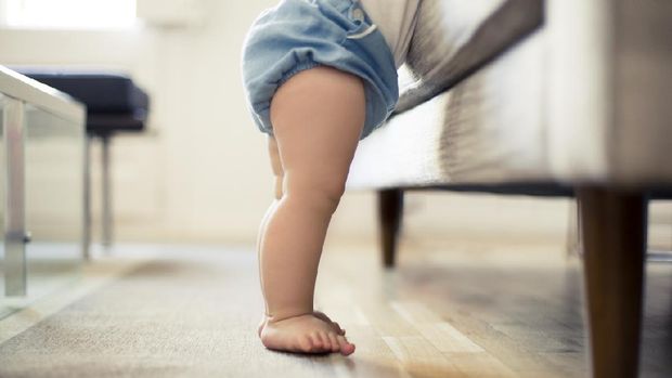 Portrait of baby boy (11 months) in living room