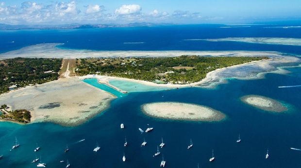 pemandangan Fiji Remote tropical island in Fiji.