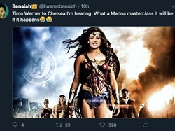 Sebuah meme memuji Marina bagaikan wanita super, Wonder Woman. (Foto: internet/Twitter)
