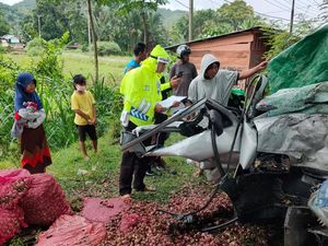 Truk Pikap Tabrak Pohon karena Hilang Kendali di Jalan Licin, Sopir Tewas