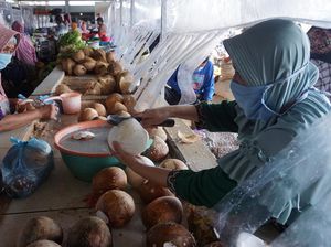 Begini Suasana Uji Coba New Normal di Pasar Tradisional