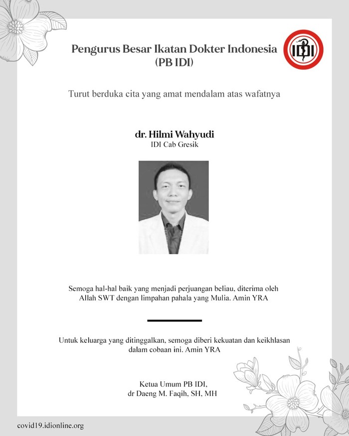 dr Hilmi Wahyudi meninggal dunia. (Dok IDI)