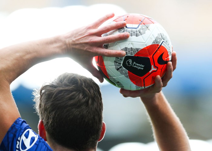 LONDON, ENGLAND - FEBRUARY 22: The Nike Premier League Tunnel Vision Merlin Ball during the Premier League match between Chelsea FC and Tottenham Hotspur at Stamford Bridge on February 22, 2020 in London, United Kingdom. (Photo by Catherine Ivill/Getty Images)