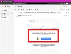 Buka Gmail di Microsoft Edge, Pengguna Dapat Email Security Alert
