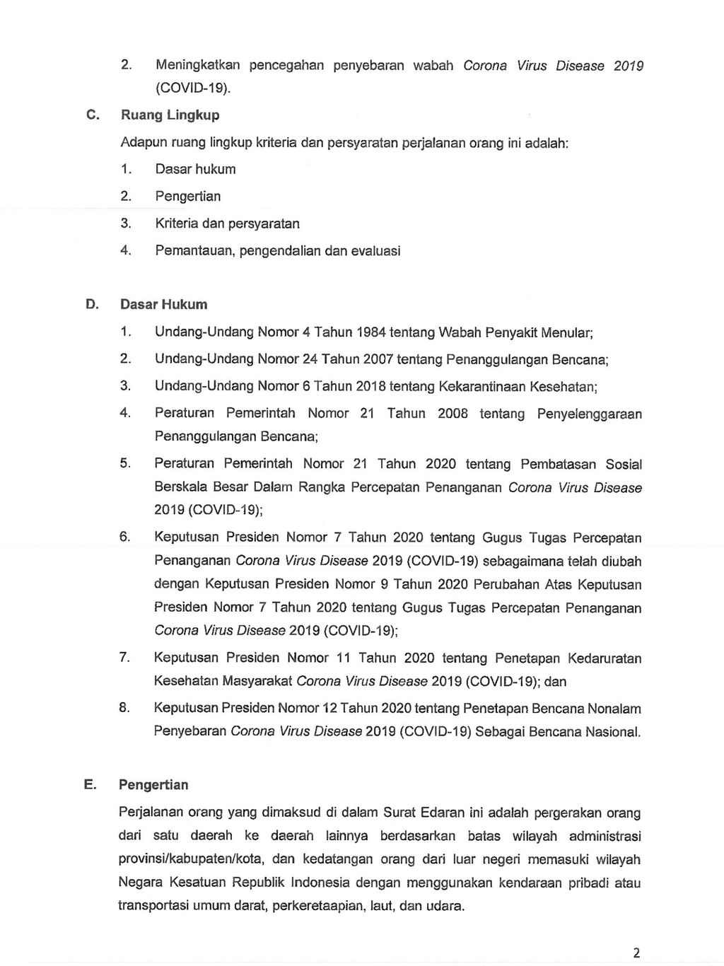 Surat Edaran Gugus Tugas Percepatan Penanganan Covid-19 (hal 2)