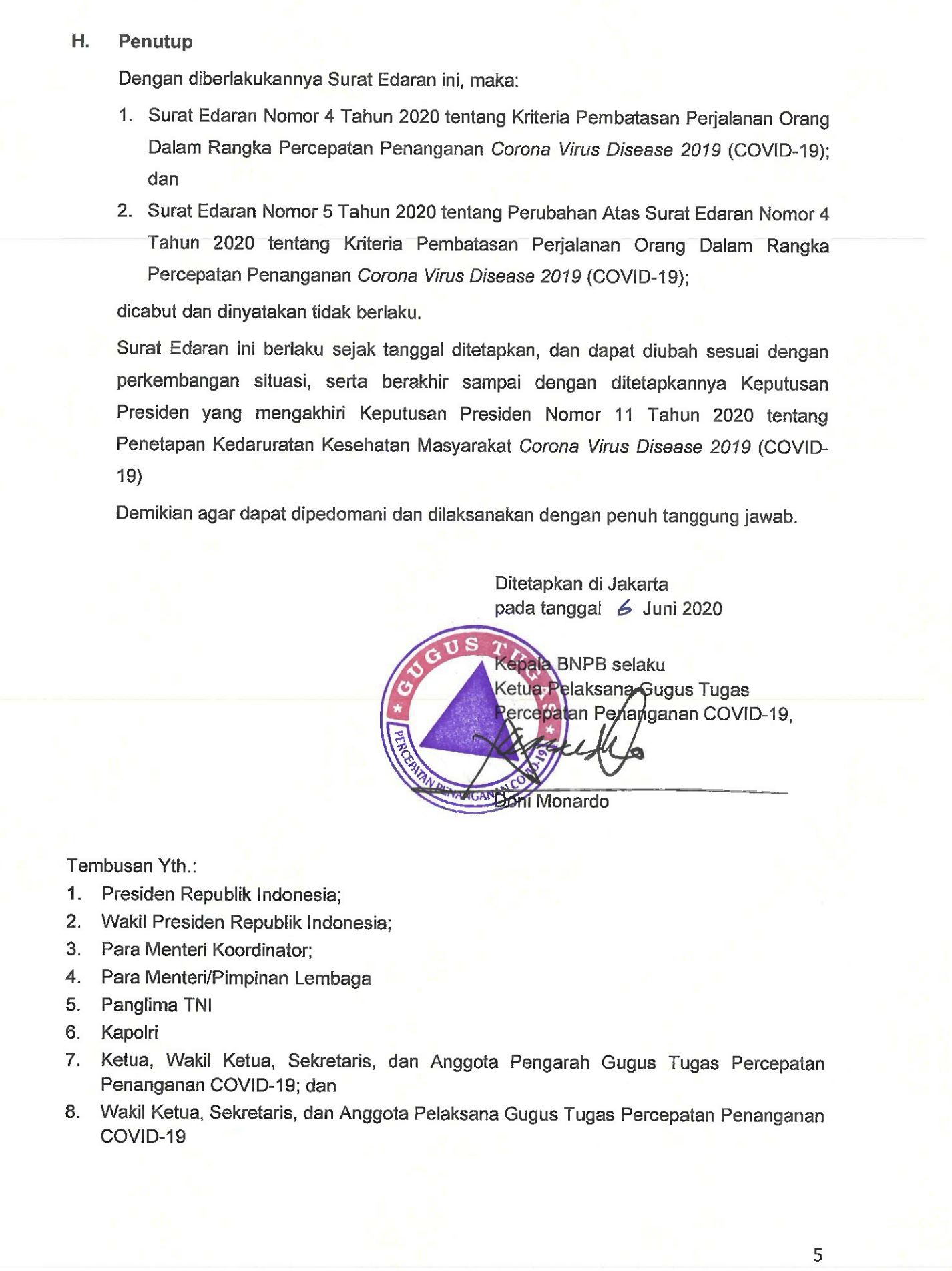 Surat Edaran Gugus Tugas Percepatan Penanganan Covid-19 (hal 5)