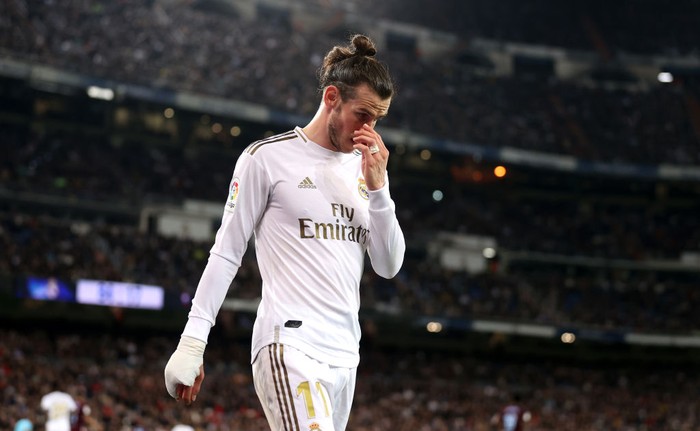MADRID, SPAIN - FEBRUARY 16: Gareth Bale of Real Madrid looks on during the La Liga match between Real Madrid CF and RC Celta de Vigo at Estadio Santiago Bernabeu on February 16, 2020 in Madrid, Spain. (Photo by Angel Martinez/Getty Images)