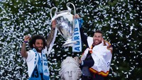 Marcelo kini sah jadi pemain Real Madrid dengan trofi terbanyak. Dirinya melewati Paco Gento (23 trofi) dan Sergio Ramos (22 trofi) (Getty Images)