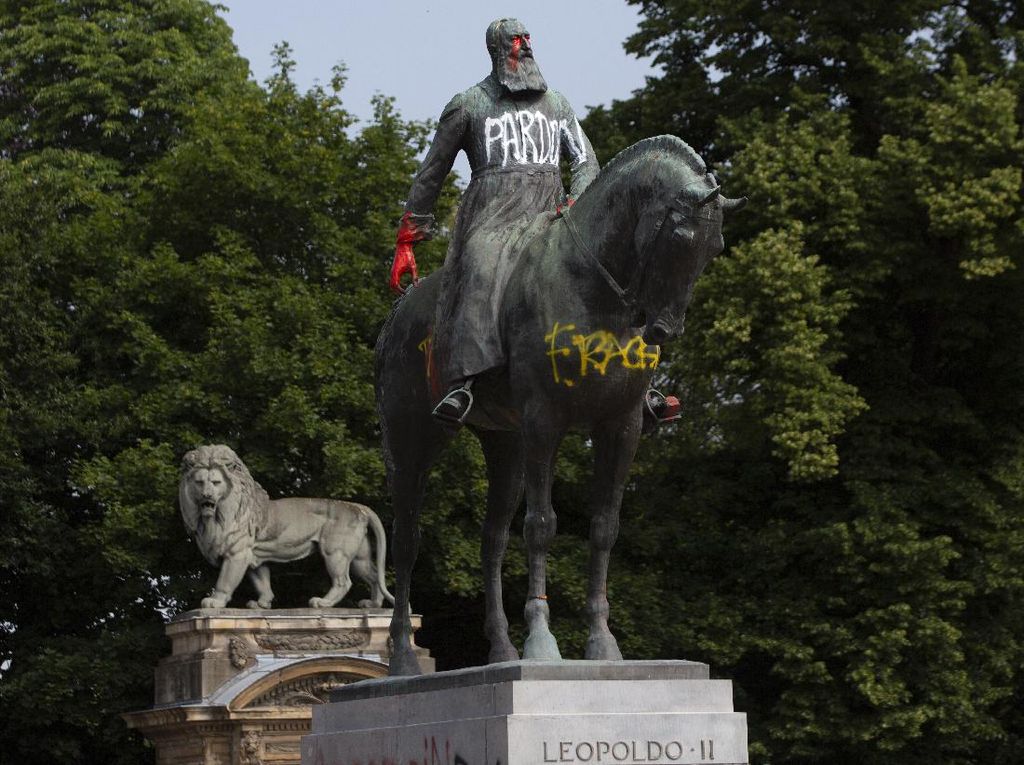 Patung Raja Belgia Leopold II Dirusak Pendemo Black Lives Matter