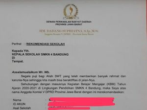 Surat Titip Calon Siswa Bikin Gaduh, Anggota DPRD Jabar Minta Maaf Surat Titip Calon Siswa Bikin Gaduh, Anggota DPRD Jabar Minta Maaf