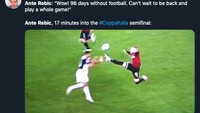 Ante Rebic dikartu merah akibat tendangan kunfunya ke Danilo. (Foto: internet/Twitter)