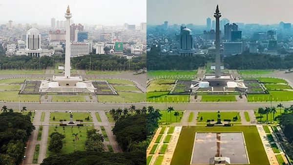 Potret Monas Sebelum dan Sesudah Direvitalisasi