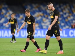 Inter cuma bermain imbang 1-1 saat bertandang ke markas Napoli di semifinal leg kedua, Minggu (14/6/2020). Hasil itu membuat Nerazzurri tersingkir karena sempat kalah 0-1 di pertemuan pertama. (Foto: Getty Images/Francesco Pecoraro)