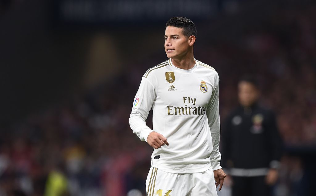 MADRID, SPAIN - SEPTEMBER 28: James Rodriguez of Real Madrid CF looks on during the Liga match between Club Atletico de Madrid and Real Madrid CF at Wanda Metropolitano on September 28, 2019 in Madrid, Spain. (Photo by Denis Doyle/Getty Images)