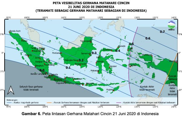 Gerhana matahari cincin bakal terlihat di Indonesia sebagai gerhana matahari sebagian. (Dok BMKG) Gerhana matahari cincin bakal terlihat di Indonesia sebagai gerhana matahari sebagian. (Dok BMKG)