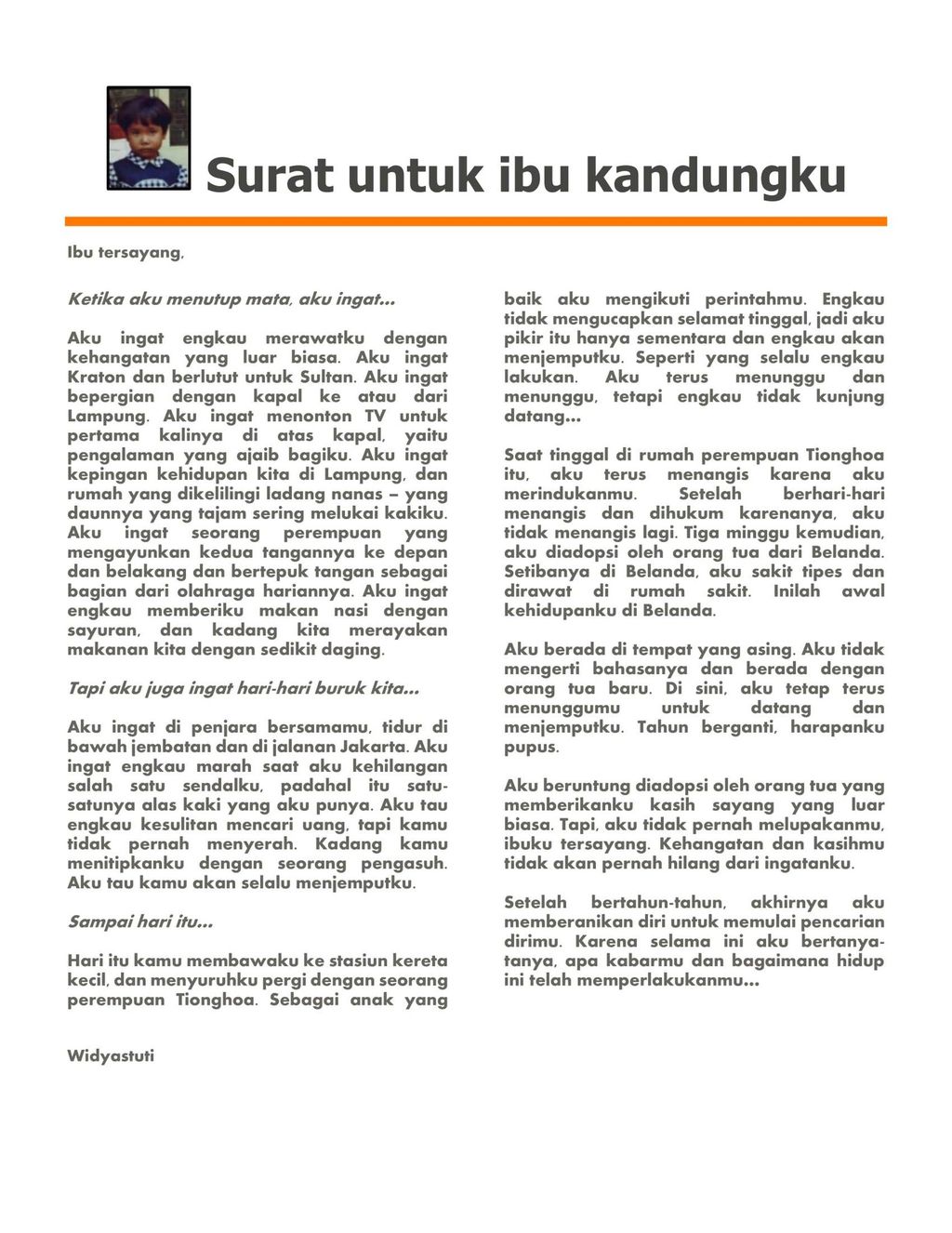 Widyastuti, WN Belanda yang Cari Ibu Kandung di Indonesia
