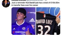 David Luiz di Chelsea tampil bagus, dan sempat dijual mahal ke Paris Saint-Germain. Kini, penampilanya tidah menggambarkan demikian. (Foto: Twitter)