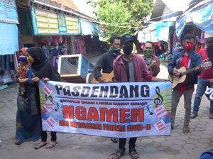 Mata Pencaharian Macet Selama Pandemi, Pedangdut Rembang Ngamen di Jalan