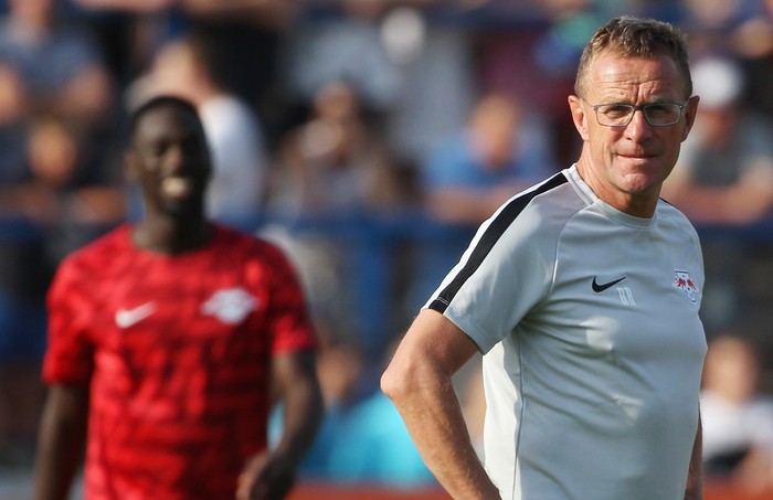 Ralf Rangnick GRIMMA, SAXONY - JULY 20: Headcoach Ralf Rangnick of Leipzig during the Pre Season Friendly Match between FC Grimma and RB Leipzig at Stadium of friendship on July 20, 2018 in Grimma, Germany. (Photo by Karina Hessland/Getty Images)