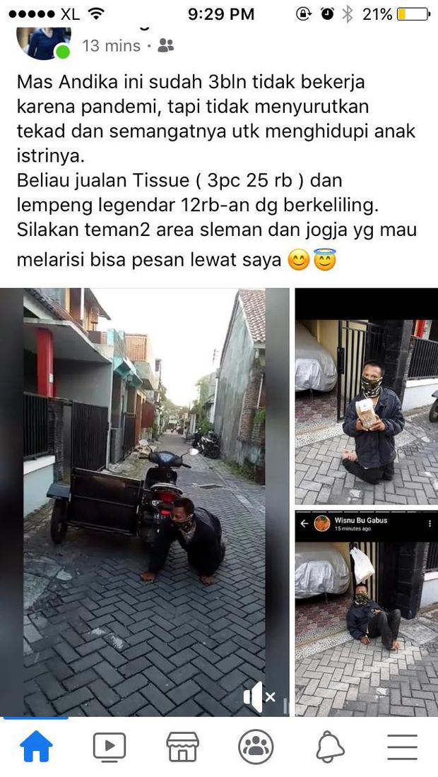 Pria Difabel Yogya Jualan Tisu