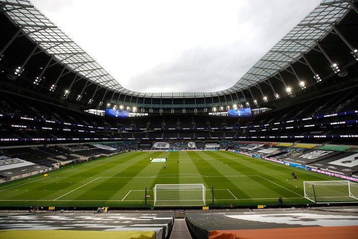 LONDON, ENGLAND - JUNE 19: General view inside the stadium prior to the Premier League match between Tottenham Hotspur and Manchester United at Tottenham Hotspur Stadium on June 19, 2020 in London, England. (Photo by Matt Childs/ Pool via Getty Images)
