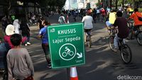 Penampakan Jalur Khusus Sepeda di CFD Bundaran HI