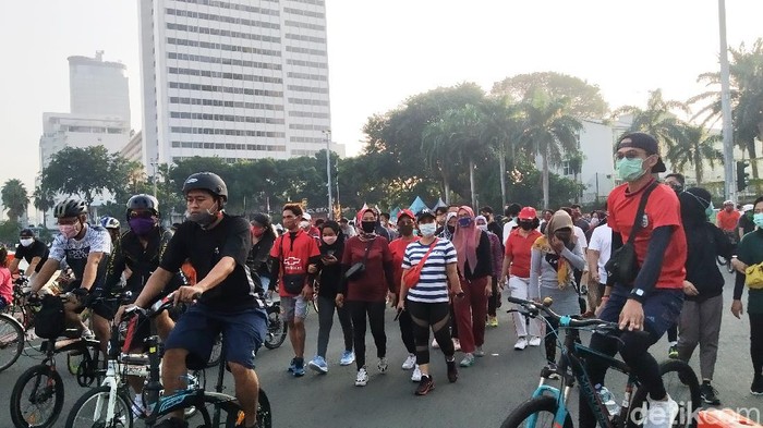 Suasana car free day di Bundaran HI, Minggu (21/6/2020) pagi.