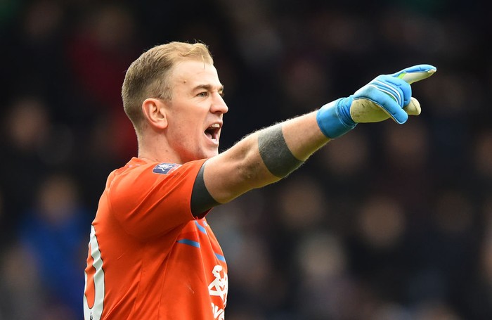 BURNLEY, ENGLAND - JANUARY 04: Joe Hart of Burnley gives his teammates instructions during the FA Cup Third Round match between Burnley FC and Peterborough United at Turf Moor on January 04, 2020 in Burnley, England. (Photo by Nathan Stirk/Getty Images)