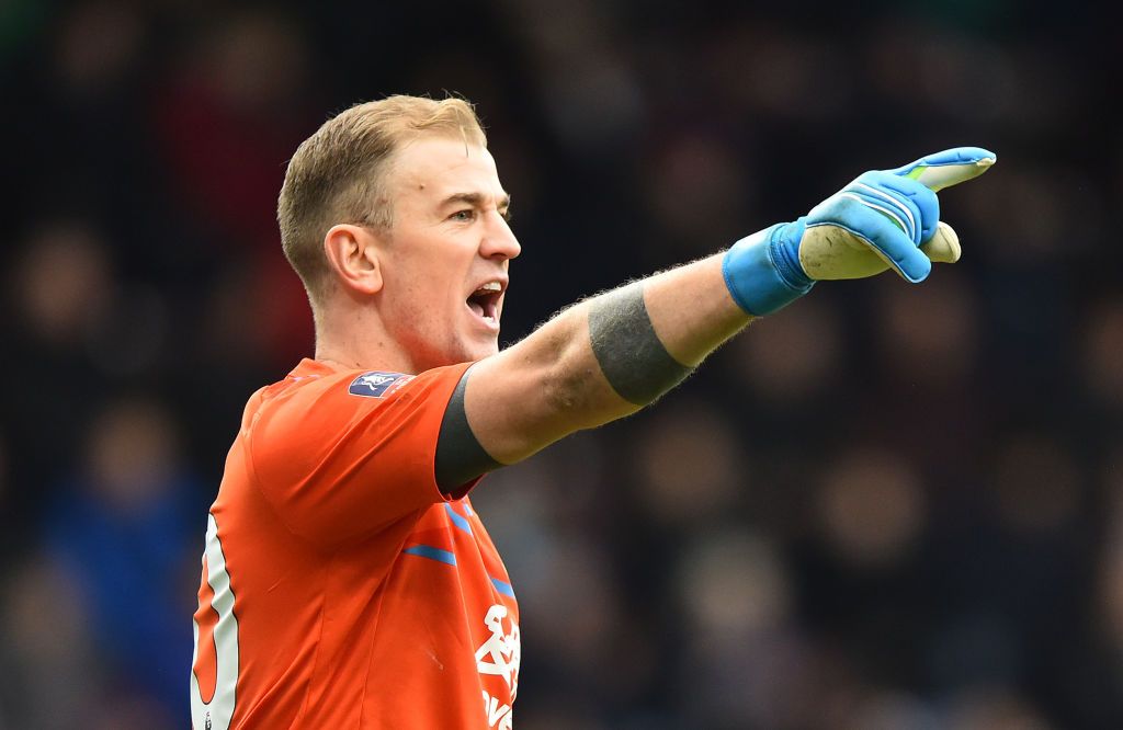 BURNLEY, ENGLAND - JANUARY 04: Joe Hart of Burnley gives his teammates instructions during the FA Cup Third Round match between Burnley FC and Peterborough United at Turf Moor on January 04, 2020 in Burnley, England. (Photo by Nathan Stirk/Getty Images)