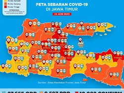 Kasus COVID-19 di Jatim Tembus 10.092, 7 Daerah Berstatus Zona Merah