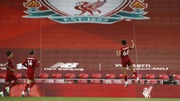 Trent Alexander-Arnold membawa Liverpool di menit 43. Phil Noble/Pool via AP.