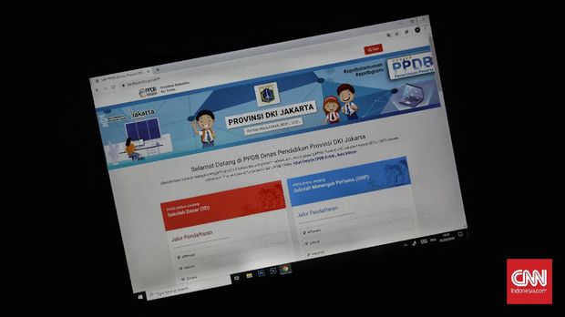 Ilustrasi website Penerimaan Peserta Didik Baru (PPDB) DKI Jakarta. CNN Indonesia/Bisma Septalisma