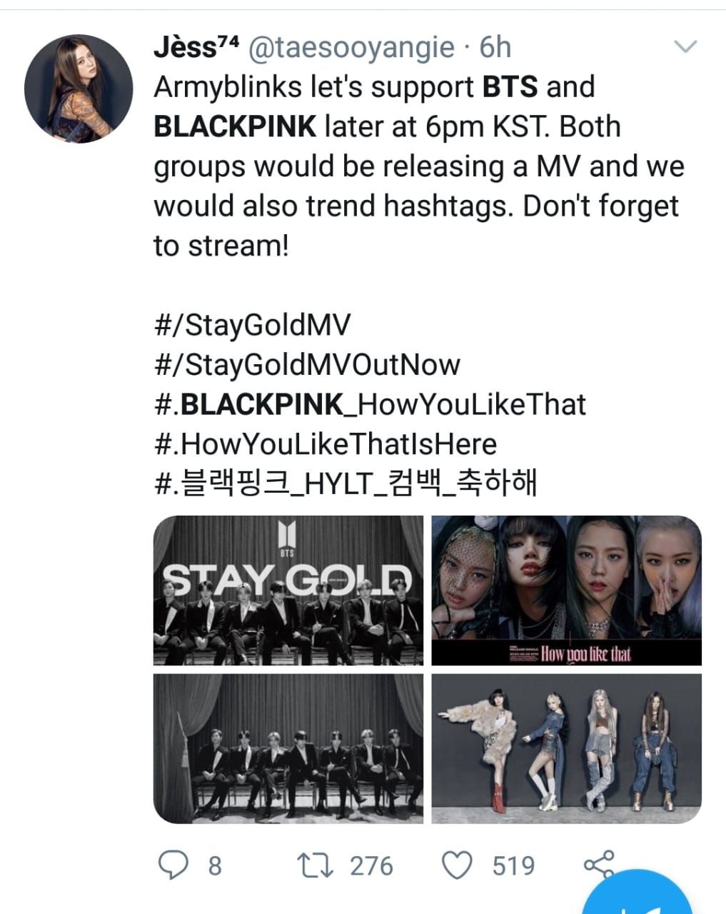 Dukungan Penggemar pada BTS & BLACKPINK yang Bakal Rilis MV Hari Ini