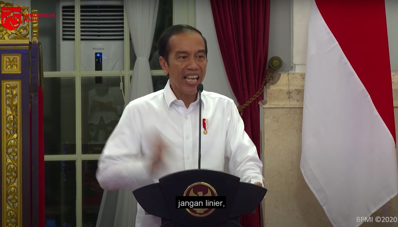 Gestur dan ekspresi Presiden Jokowi (Tangkapan layar video Setpres RI/YouTube)