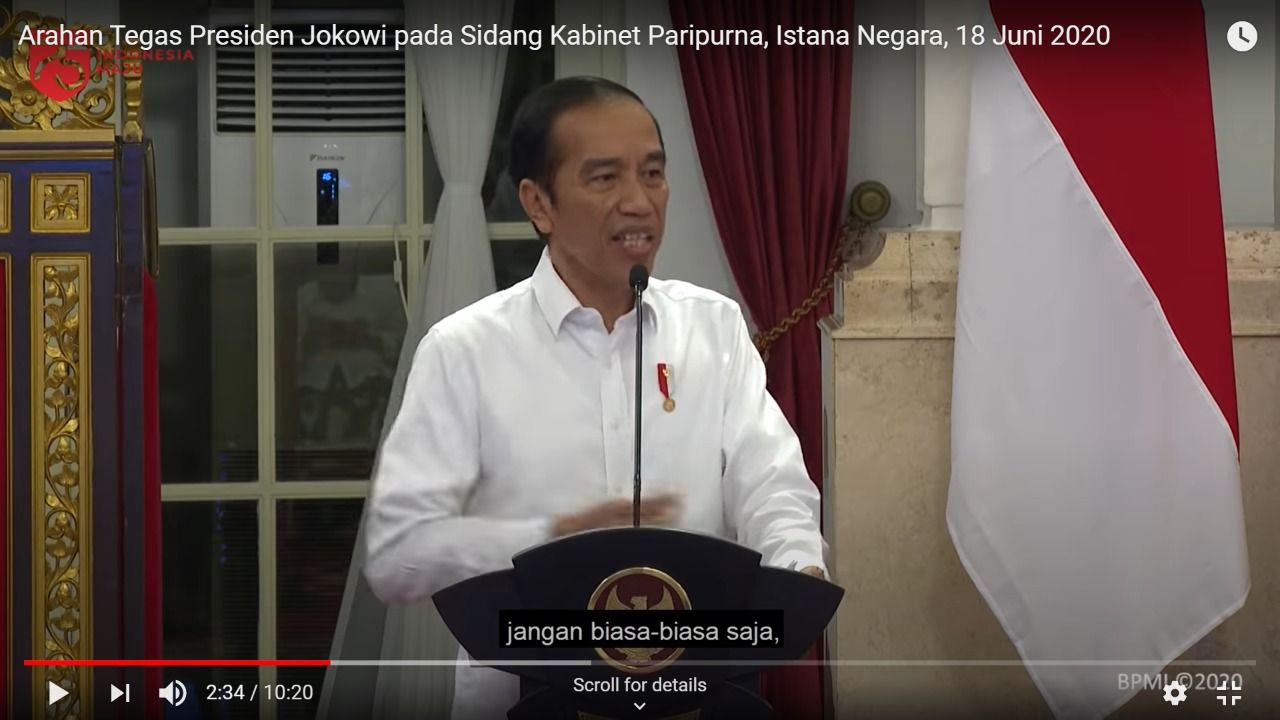 Ekspresi Jokowi dianalisis pakar gestur. (Tangkapan layar kanal YouTube Setpres RI)