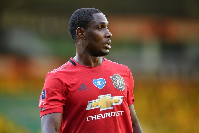 NORWICH, ENGLAND - JUNE 27: Odion Ighalo of Manchester United looks on during the FA Cup Quarter Final match between Norwich City and Manchester United at Carrow Road on June 27, 2020 in Norwich, England. (Photo by Joe Giddens/Pool via Getty Images)