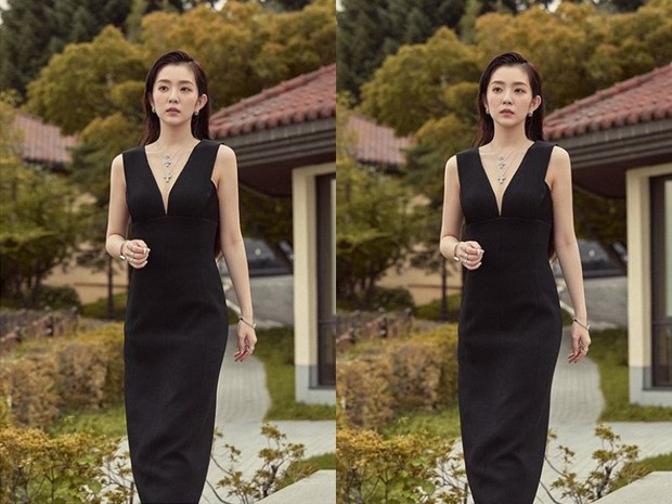 Irene Red Velvet/ Foto: Instagram.com/renebaebae Irene Red Velvet menawan pakai v-neck dress hitam