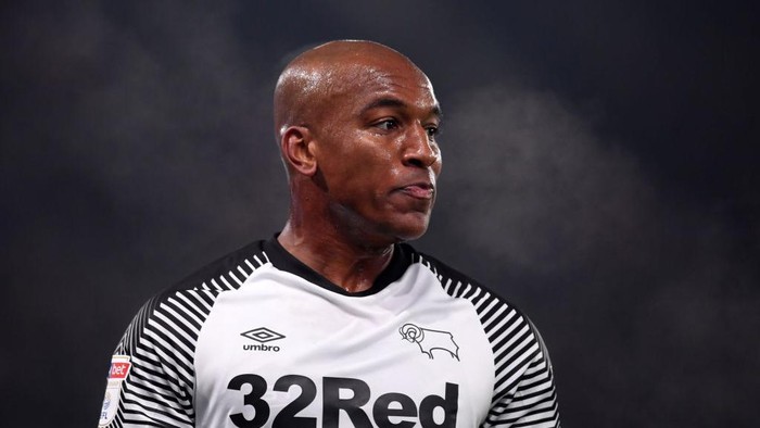 DERBY, ENGLAND - NOVEMBER 30: Andre Wisdom of Derby County looks on during the Sky Bet Championship match between Derby County and Queens Park Rangers at Pride Park Stadium on November 30, 2019 in Derby, England. (Photo by Laurence Griffiths/Getty Images)